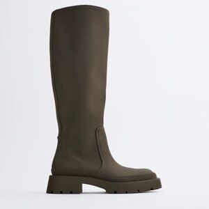 Zara Rubberized Knee High Boots